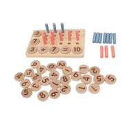 SALALIS Wooden Educational Math Manipulatives for Kids, Engaging Number Counting Toy Set for Early Learning, 20 Cylinder Blocks, 33 Number Circular Chips, for Children Above 3 Years Old