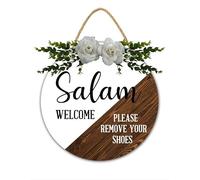 Salam Welcome Sign, Eid gifts for women, Shoes Off Sign, Muslim family Home Decor, 28x28 CM Wooden Wall Signs Ramadan Kareem Party Decorations
