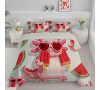 Salamander Watermelon Popsicles Coverless Duvet Super King - Summer Landscape All Season Duvet Cosy & Lightweight Quilt Washable Reversible Comforter with 1 Pillowcases 240x260cm, Pink