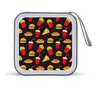 Salami Pizza Slices Potato Sandwiches Hot Dogs CD Case 40 Capacity Plastic DVD Storage Box Sleeves Zippered Wallet