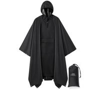 salamra 3 in 1 Hooded Rain Poncho Waterproof Raincoat Jacket for Men - black - XXXL