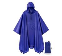salamra Hooded Rain Poncho Waterproof Raincoat Jacket for Men/Women/Adults with Pocket, Deep Blue, One size