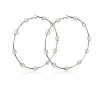 SALAN 10cm Imitation Pearl Big Hoop Earrings For Women Large Statement Earrings Hoops Oversize Jewelry Gold Color