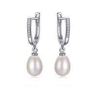 SALAN 925 Sterling-silver 8-9mm Natural Pearl Clip On Earrings For Women Elegant Dangle Hanging Earrings Fine Jewelry