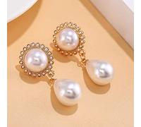 SALAN Big Simulated Water Drop Pearl Clip On Earrings Without Piercing For Women Wedding Party Ear Clips Gift