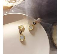 SALAN Geometric Statement Hematite Plating Blue Rhinestone Clip On Earrings For Women Luxury Non Pieced Wedding Ear Clips Jewelry