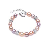 SALAN Real Natural Pearl Bracelet For Women Freshwater Pearls Jewelry Handmade Crystal Ball Bracelets Gift