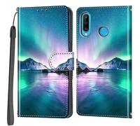 Salanheo Wallet Case for Huawei P30 Lite, Ocean and Aurora