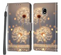 Salanheo Wallet Case for Samsung Galaxy J3 (2017), Golden dandelion