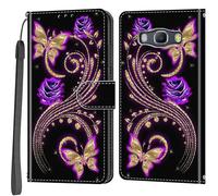 Salanheo Wallet Case for Samsung Galaxy J5 (2016), Golden butterfly