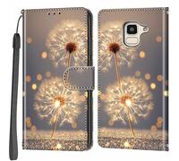 Salanheo Wallet Case for Samsung Galaxy J6 2018, Golden dandelion