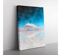 Salar De Uyuni Salt Flat In Bolivia Abstract Painting Modern Canvas Wall Art Print Ready to Hang, Framed Picture for Living Room Bedroom Home Office Décor, 76x50 cm (30x20 Inch)