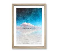 Salar De Uyuni Salt Flat In Bolivia Abstract Painting Modern Framed Wall Art Print, Ready to Hang Picture for Living Room Bedroom Home Office Décor, Oak A3 (34 x 46 cm)