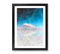Salar De Uyuni Salt Flat In Bolivia Abstract Painting Modern Framed Wall Art Print, Ready to Hang Picture for Living Room Bedroom Home Office Décor, Black A3 (34 x 46 cm)