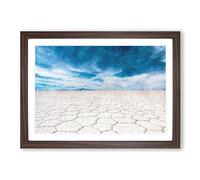Salar de Uyuni Salt Flat in Bolivia Painting Framed Print | A2 Walnut Framed Wall Art | Ready to Hang | Modern Historical Picture | Living Room Bedroom Lounge Office