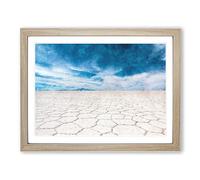 Salar De Uyuni Salt Flat In Bolivia Painting Modern Art Framed Print | A4 Oak Framed Wall Art | Ready to Hang | Modern Historical Picture | Living Room Bedroom Lounge Office