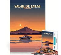 Salar De Uyuni Sunset Jigsaw Puzzles 1000 Pieces for Adults Strengthen Memory Group Joy Clean Edge Stylish Gift (38x52cm)