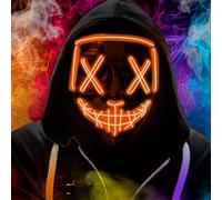 SALARA Halloween Mask LED Venom, Light up Mask Cosplay, Scary, Anonymous Neon Costumes for Men Adults Kids Boys Festival Party (ElWire Orange)