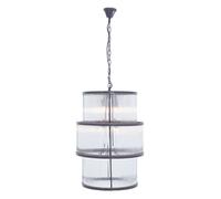 salas large ribbed pattern 3 tier chandelier light in black