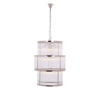 salas large ribbed pattern 3 tier chandelier light in nickel