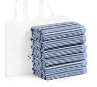 SALAS Premium Kitchen Dish Towels for Drying Dishes, Large Cotton Kitchen Cloths Hand Towels, Stripped Terry Dish Cloths, Thick Highly Absorbent Kitchen Towel Sets with Hanging Loop, 16" X 26" Blue
