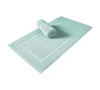 SALBAKOS Luxury Hotel and Spa Turkish Cotton Banded Panel Bath Mat Set Bath Mats - Qty 2 Seafoam Green