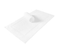 SALBAKOS Luxury Hotel and Spa Turkish Cotton Banded Panel Bath Mat Set Bath Mats - Qty 2 White