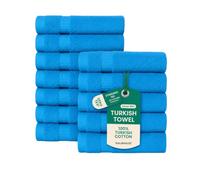 SALBAKOS Luxury Hotel and Spa Turkish Cotton Eco-Friendly Washcloth Set for Bath Washcloth 12 Pieces Aqua