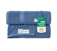 SALBAKOS Turkish Luxury Hotel and Spa Turkish Cotton, Organic, Eco-Friendly Bath Sheet (Set of 2) Bath Sheets 35"x70"- Qty 2 Blue