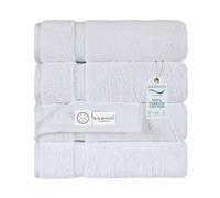 SALBAKOS Turkish Luxury Hotel and Spa Turkish Cotton, Organic, Eco-Friendly Bath Sheet (Set of 2) Bath Towel - Qty 4 White