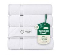 SALBAKOS Turkish Luxury Hotel and Spa Turkish Cotton, Organic, Eco-Friendly Bath Sheet (Set of 2) Bath Towel - Qty 4 White