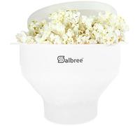 Salbree Silicone Microwave Popcorn Popper - Collapsible and Microwave Safe Bowl - No Oil Required - Most Colors Available (White)