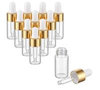 salbsever 10 Pack Pipette Dropper Bottle, 3ml Mini Travel Bottles Mini Travel Essentials Small Sample Essential Cuticle Oil Bottle with Gold Cap, Clear Empty Vails for Cosmetic Perfume