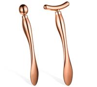 salbsever 2 Pcs Metal Eye Cream Applicator Eye Roller for Puffy Eyes Face Roller Massager Tool Eyes Massage Wand Stick for Reducing Puffiness Wrinkle women (Rose Gold)
