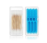 salbsever 2 Pcs Travel Floss Picks Case, Cotton Swab Holder Portable Cotton Swab Container Small Dental Floss Picks Case Storage Containers with Dustproof Lid for Cottons Buds Hair Ties Flosss
