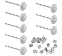 salbsever 400 PCS Earring Making Kit, Flat Pad Earring Studs, Blank Earring PinStuds with Butterfly Earring Backs for Jewelry Making Findings, DIY Studs, Sliver 4mm
