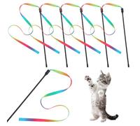 salbsever 5 PCS Interactive Cat String Toy, Colorful Teaser Wand String with Rainbow Ribbon for Indoor Cats Exercise and Playtime