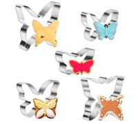 salbsever 5Pcs Butterfly Cookie Cutter Mini Stainless Steel Fairy Cookie Cutter Set Butterfly Biscuit Sandwich Cutters Shapes Variety Pack for DIY Baking Gift Cake Craft Pastry Baking Tray Decoration