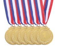 salbsever 6 Pcs Gold Medals for Awards, 1st Place Metal Award Medals Style Winner Medal Metal with Neck Ribbon Medals for Adults Sports, Party, Tournaments, Prizes, Competitions, 2 Inches