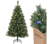 SALCAR 4ft Small Christmas Tree with Lights, Pre-lit Christmas Tree with Remote Control | 9 Lighting Modes | 120cm Xmas Tree with Warm White & Multicolor LED Lights