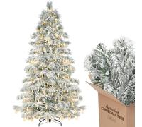 SALCAR 6ft Pre Lit Christmas Tree,180cm Snow Flocked Artificial Xmas Tree with 170 Water Dropped LED Lights, Perfect for Living Room, Kids' Room & Holiday Family Decorations