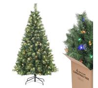 SALCAR 6ft Pre-lit Christmas Tree with Remote Control - 9 Lighting Modes, 580 PVC Tips, 250 Warm White & Multicolor LED Lights, Quick Setup for Effortless Holiday Decorations