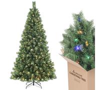 SALCAR 8ft Pre-lit Artificial Christmas Tree - 9 Lighting Modes & Remote Control │ 868 PVC Tips Spruce-Pine Tree with 380 Warm White & Multicolor LEDs │ 240 cm Quick Setup for Festive Holiday Décor