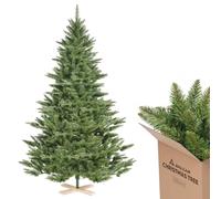 SALCAR Artificial Christmas Tree 2.1 m, Artificial Christmas Tree with 760 Tips and Folding Umbrella System, Green Christmas Tree with Wooden Stand, φ132 cm Oversized Tree Diameter