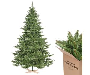 SALCAR Artificial Christmas Tree 2.1 m, Artificial Christmas Tree with 760 Tips and Folding Umbrella System, Green Christmas Tree with Wooden Stand, φ132 cm Oversized Tree Diameter