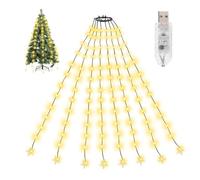 SALCAR Christmas Tree Lights, 1.5m x 8 Strands 120 Warm White LED Fairy Lights for 3-5ft Xmas Trees, USB Powered with 8 Modes, Timer & Memory, Easy Installation for Indoor & Outdoor Decorations