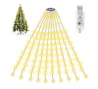 SALCAR Christmas Tree Lights, 2m x 10 Strands 200 Warm White LED Fairy Lights for 6-8ft Xmas Trees, USB Powered with 8 Modes, Timer, Memory, Easy Install for Indoor/Outdoor Decorations