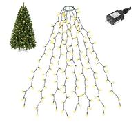 SALCAR LED Christmas Tree Lights 1.5m x 8 Strands, Warm White String Lights with Timer & Memory Function, Easy to Install LED Xmas Lights with Ring for 3ft, 4ft or 5ft Tree