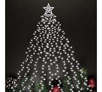 SALCAR Outdoor Christmas Lights, 3.5m x 9 Strands Star Fairy Lights with 30cm Star Topper, 350 LEDs, 8 Lighting Modes Christmas for Indoor, Outdoor, Garden & Yard Tree Decor, Cool White