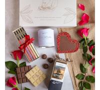 Salcombe Dairy - Love at First Bite Chocolate Valentine's Gift Hamper with bean-to-bar chocolate gift box, truffles, heart, and artisan candle